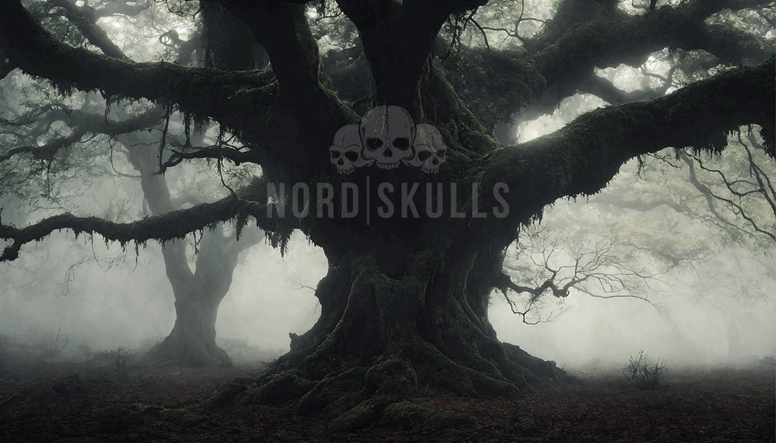 Yggdrasil Weltenbaum – mächtiger Baum aus der nordischen Mythologie, Symbol der Wikinger für Leben und Verbindung der Welten