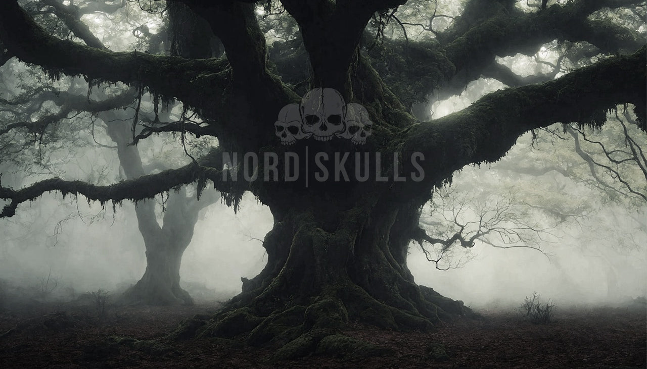 Yggdrasil Weltenbaum – mächtiger Baum aus der nordischen Mythologie, Symbol der Wikinger für Leben und Verbindung der Welten