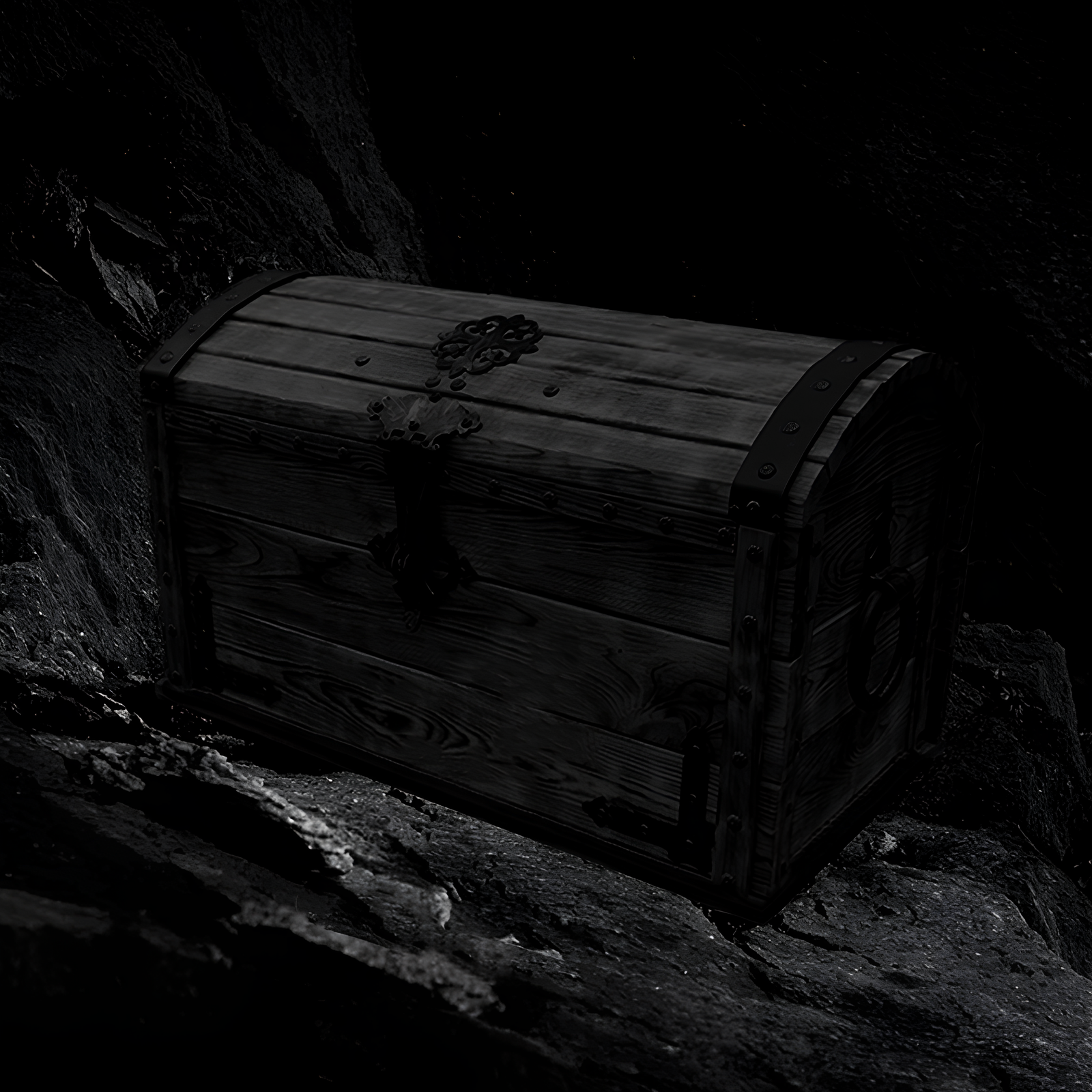 Wikinger-Schatztruhe als Symbol für nordischen Schmuck, Waffen und Handwerkskunst