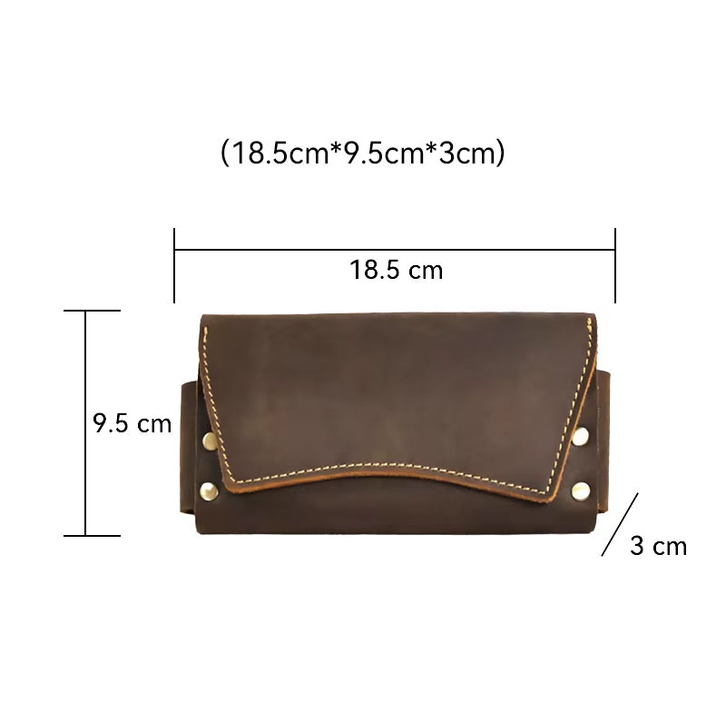 Echt-Leder Gürtel-Tasche | VIKING – Grössenangaben 18.5 × 9.5 × 3 cm, braunes Leder