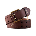 Echtleder Gürtel BJÖRN Herren – Coffee Braun Wikinger Gurt aus Rindsleder mit Doppeldorn-Schnalle, handgefertigt, stilvoller Leder Gürtel im Wikinger- & Mittelalter-Design