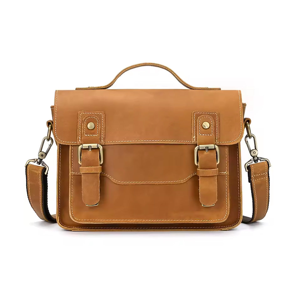 Echtleder Tasche RAGNAR in hellbraun – Frontansicht