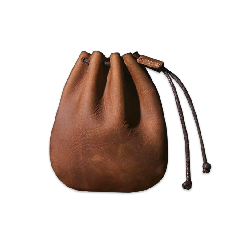 Wikinger Geldbeutel aus echtem Rindsleder – handgefertigter mittelalterlicher Lederbeutel in Braun von Nordskulls