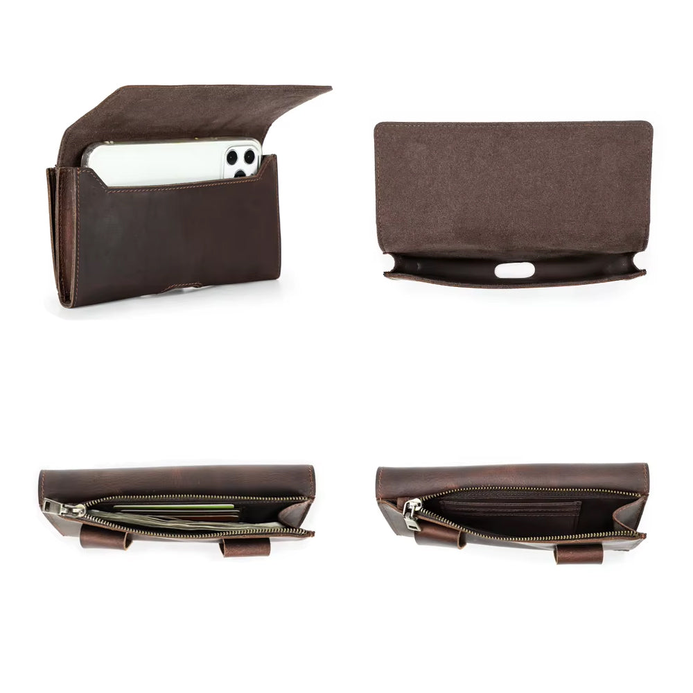 Gürtelclip Geldbörse | FJÄLL-RIND – offene Ledertasche für Smartphone und Karten