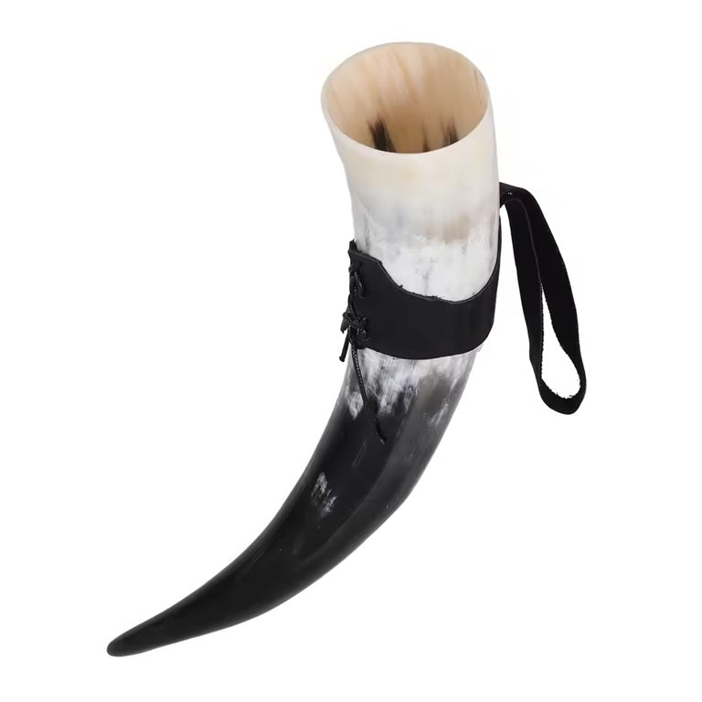 Wikinger Trinkhorn geschnitzt schwarz-weiss