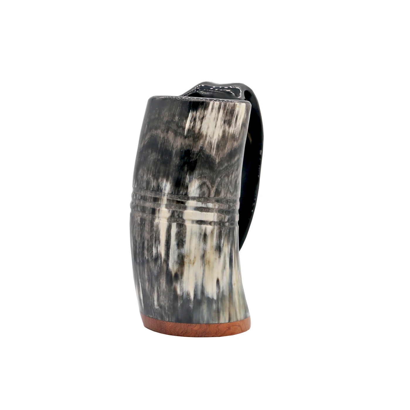 Echter Hornbecher mit Griff – traditioneller Wikinger-Humpen aus Naturhorn