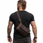 Echtleder Umhängetasche Herren aus Rindsleder – getragen am Rücken, Vintage-Look, Coffee