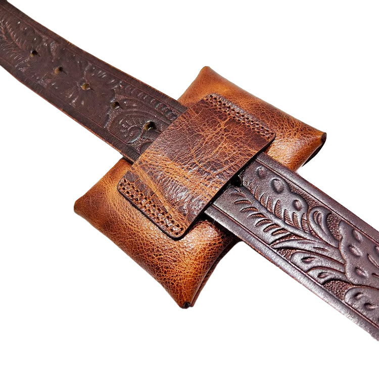 Wikinger Ledertasche | Braun – befestigt am Gürtel mit Runenmuster, robust und authentisch