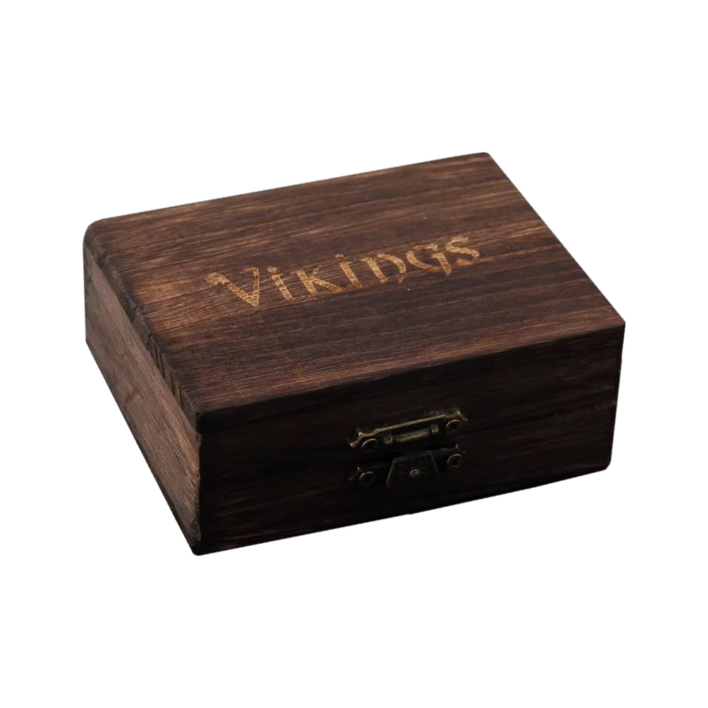 Viking Armring Oath Ring – edle Geschenkbox aus Holz mit Wikinger-Gravur, authentische Aufbewahrung für nordische Armreifen & Schmuck