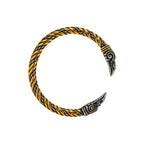 Wikinger Armring VIKING-OATH – zweifarbiges Edelstahl-Armband in Gold-Silber mit Raben-Design, nordischer Schmuck