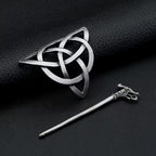 Zweiteilige Wikinger-Haarspange mit keltischem Motiv – nordischer Look aus Edelstahl