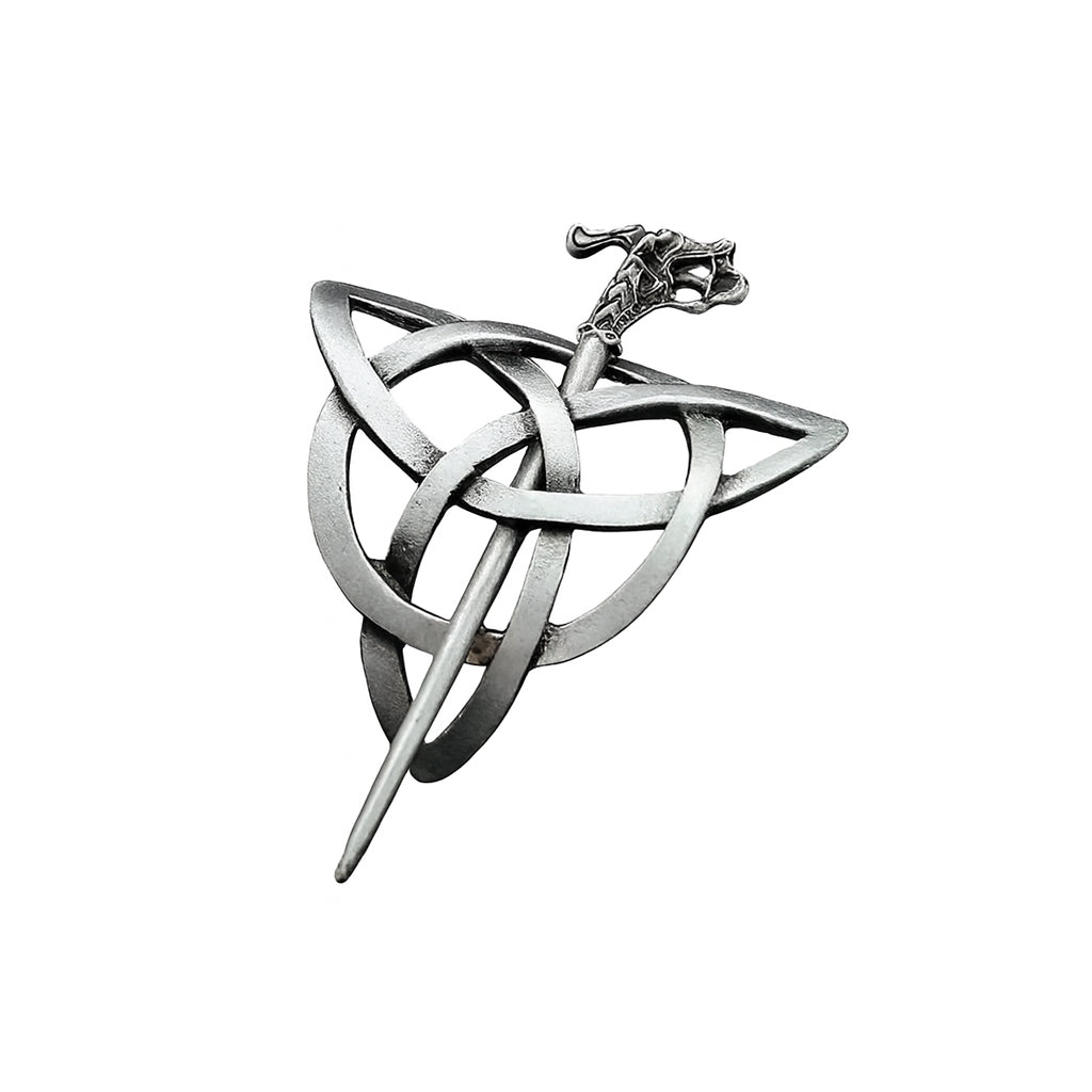 Skandinavische Wikinger-Haarnadel mit keltischem Knoten – silberfarbene Haarspange aus Edelstahl
