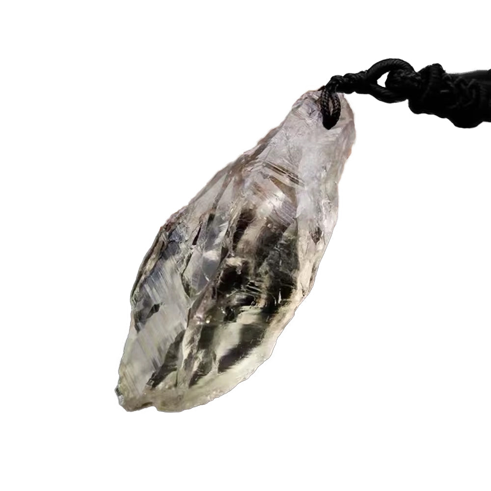 Wikinger Kristall Halskette mit handgeschliffenem Naturstein Anhänger | Klarer Kristall im nordischen Stil | NORDSKULLS