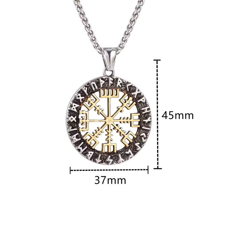 Wikinger Halskette mit Runen-Anhänger – Größe 37x45mm, Edelstahl Schmuck