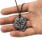 Aegishjalmur Wikinger Halskette – nordischer Schutzanhänger aus Metall mit Baumwollkordel