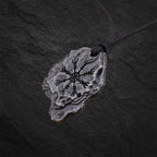 Aegishjalmur Wikinger Halskette – nordischer Schutzanhänger mit Baumwollkordel, Eisenoptik