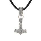 Wikinger Halskette Mjölnir Thors Hammer 925 Silber mit Wolfskopf