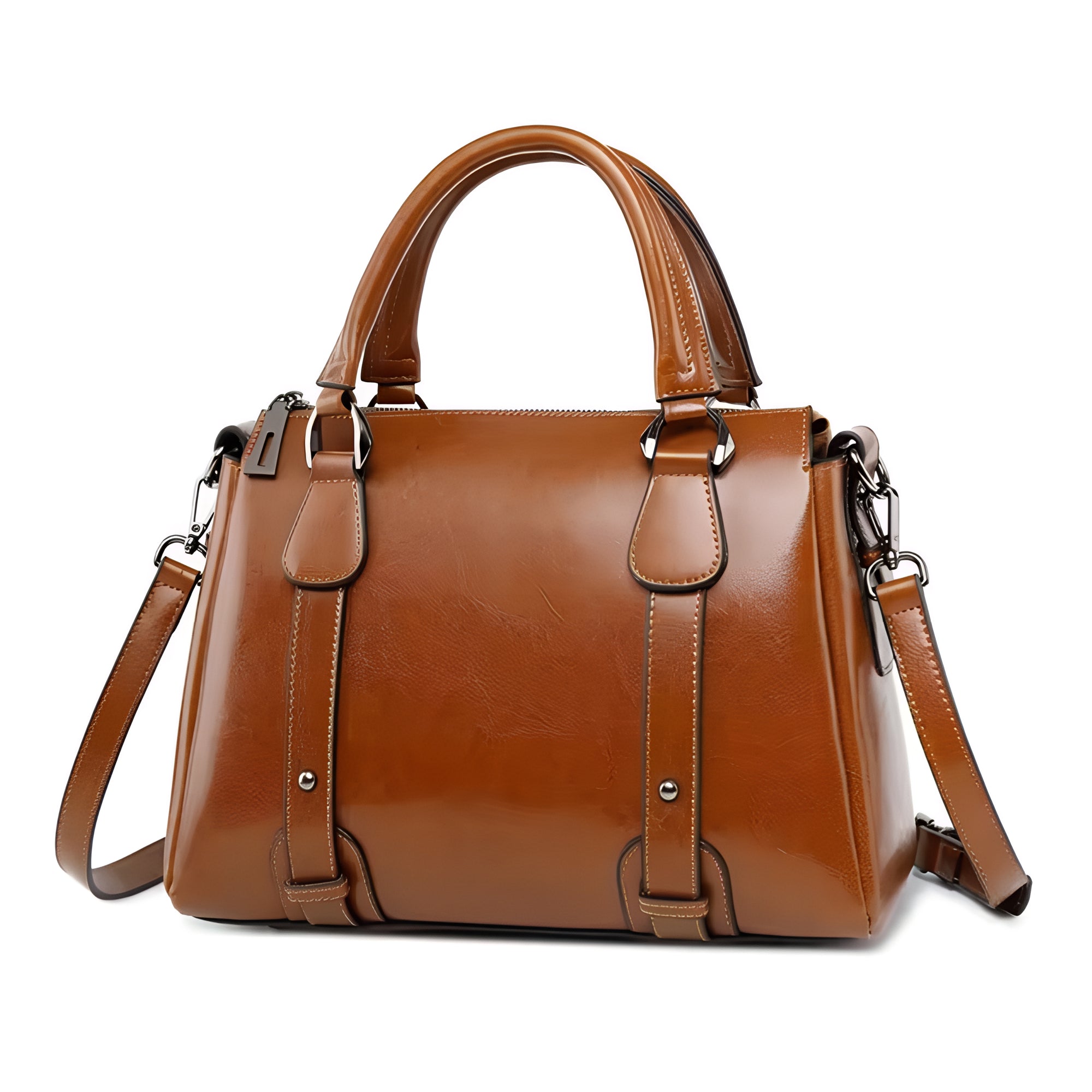 Echtleder Handtasche Damen Business aus braunem Rindsleder mit Schultergurt