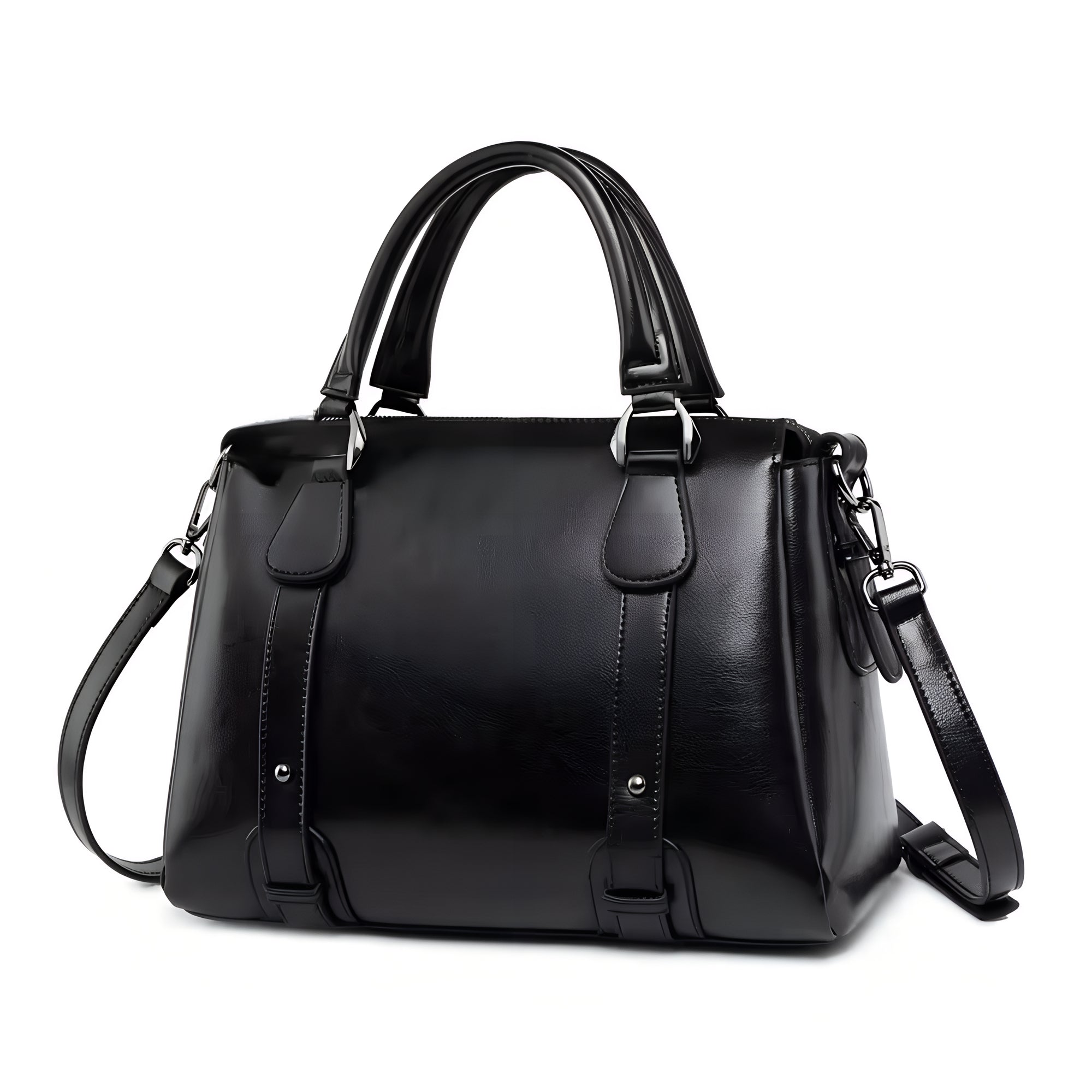 Echtleder Handtasche Damen Business in Schwarz aus echtem Rindsleder