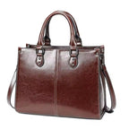 Echtleder Handtasche Damen aus echtem Rindsleder in Braun, klassische Business Handtasche