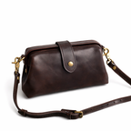 Echtleder Handtasche Damen in Braun mit strukturierter Form, kompakte Lederhandtasche aus echtem Rindsleder