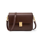 Echtleder Handtasche Damen Dark Coffee 23x7x17 cm kleine Schultertasche aus echtem Rindsleder Produktbild