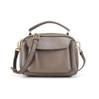 Echtleder Handtasche Damen in Grau aus echtem Rindsleder, kompakte Schulter- und Umhängetasche, formstabil und alltagstauglich