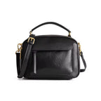 Graue Echtleder Handtasche für Damen aus Rindsleder, seitliche Ansicht