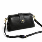 Echtleder Handtasche Damen aus echtem Rindsleder in Schwarz, elegante Damen Lederhandtasche