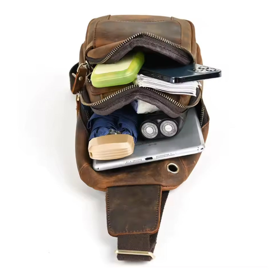 Echtleder Umhängetasche Herren Innenfächer mit Platz für Alltag und Reise