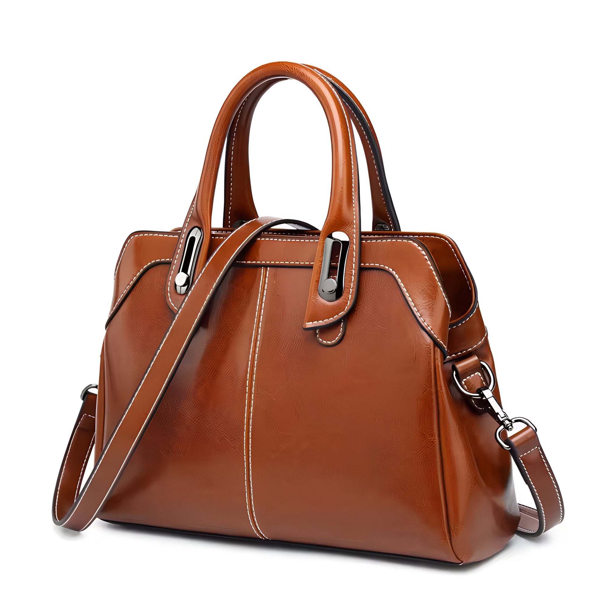 Echtleder Handtasche Damen aus echtem Leder, braune Leder Schulter- und Umhängetasche mit Tragegriffen
