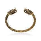 Wikinger Armring Damen FREYA in Gold – nordischer Armring mit Drachenköpfen